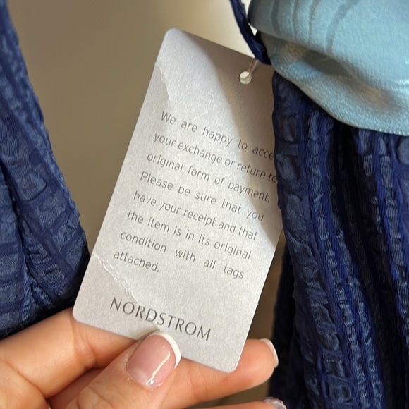 NWT Nordstrom NSR Napean Sea Rd. Navy Blue Belted Midi Dress Long Sleeve- XS - Picture 8 of 10